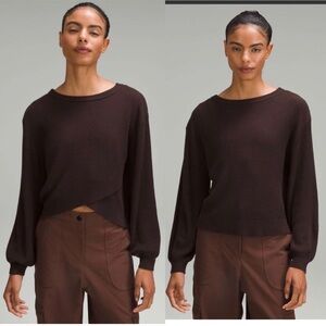 Lululemon Reversible Crossover Sweater in Espresso Cashmere blend, size 12